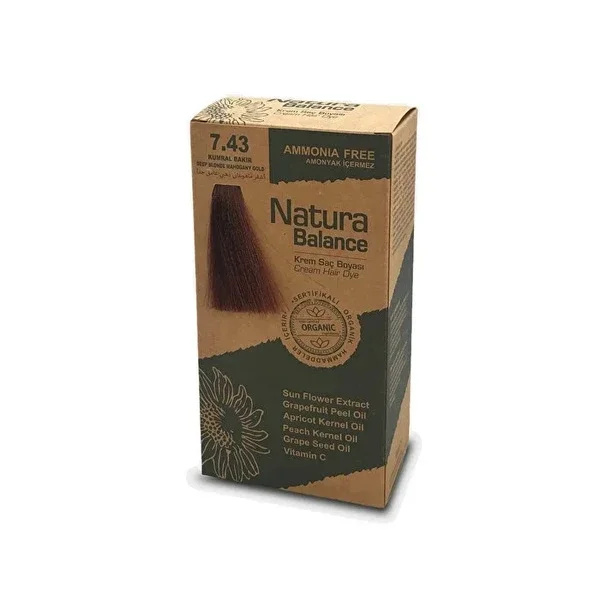 Natura Balance صبغة شعر كريم ناتورا بالانس أشقر نحاسي 7.43، قطعة واحدة
