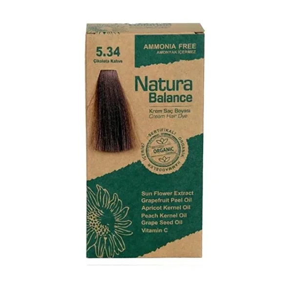 Natura Balance صبغة شعر كريمية من ناتورا بالانس، لون بني شوكولاتة 5.34، قطعة واحدة