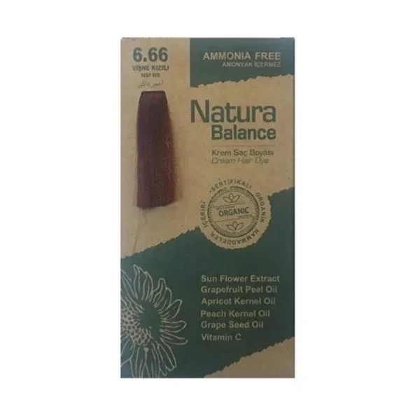 Natura Balance صبغة شعر كريمية من ناتورا بالانس، لون أحمر كرزي 6.66، قطعة واحدة