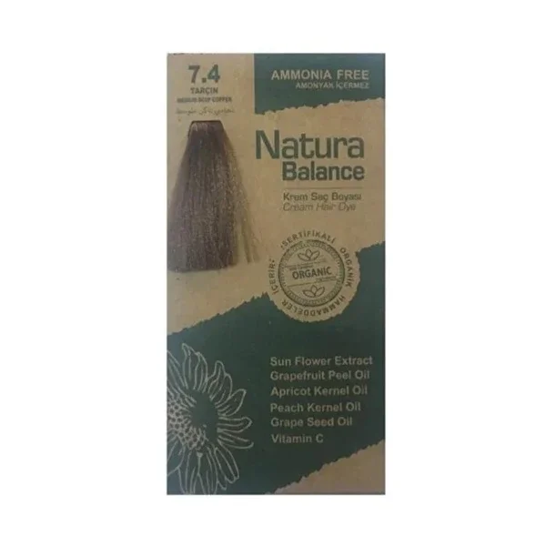 Natura Balance صبغة شعر كريم ناتورا بالانس، لون القرفة 7.4، قطعة واحدة