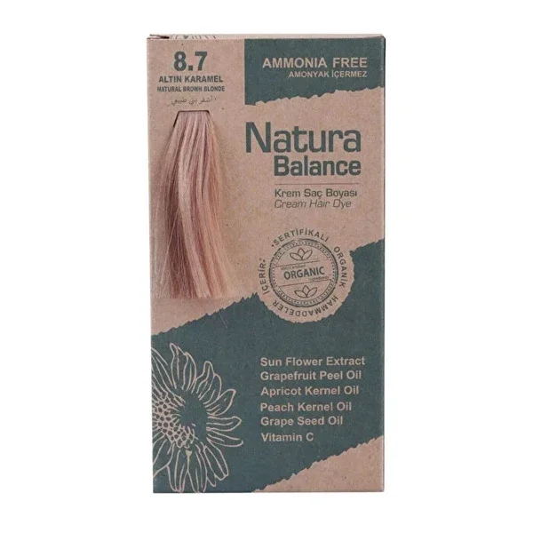 Natura Balance صبغة شعر كريم ناتورا بالانس، لون الكراميل الذهبي 8.7، قطعة واحدة