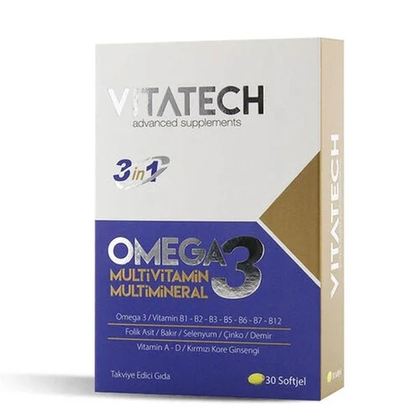OTC İstanbul İlaç Vitatech 3 in 1 omega 3 multivitamin And Multimineral 30 capsules