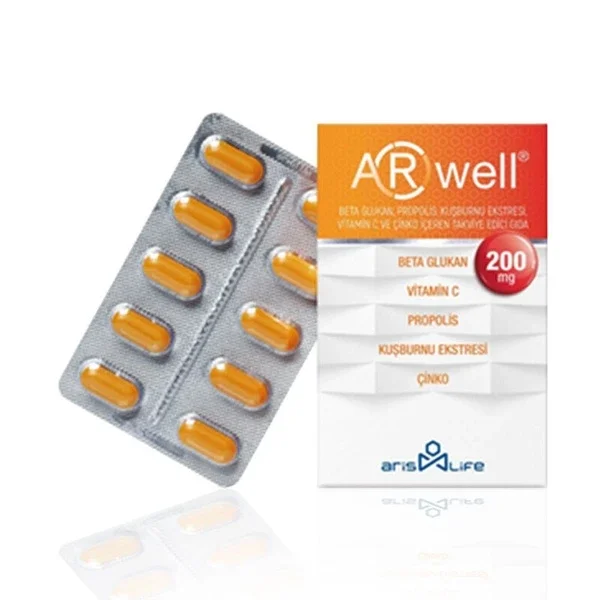Arwell Beta Glucan - Propolis - Vitamin C - Food Supplement Containing Zinc 200 mg