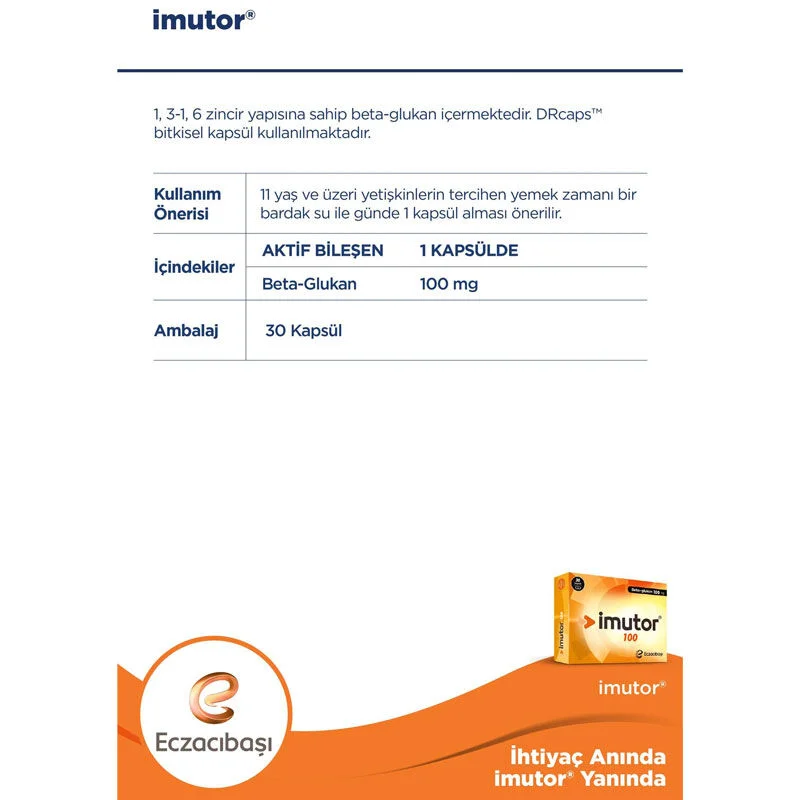 İmutor Beta Glukan 100 mg 30 capsule