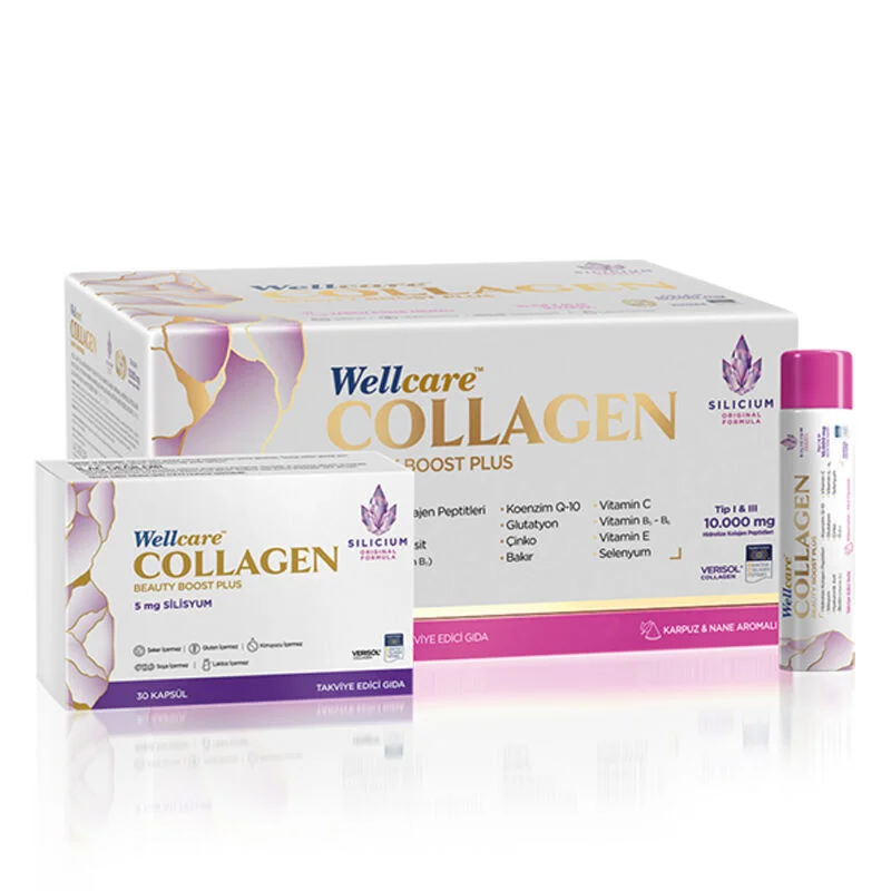 مكمل كولاجين بيوتي بوست 10,000 ملغ 30 أنبوب و30 كبسولة من ويل كير Wellcare