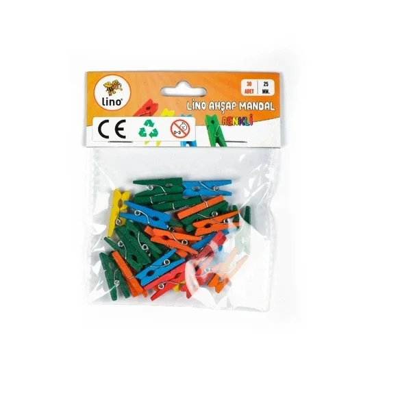 Lino Wooden Pegs Colored 25 mm 30 pcs