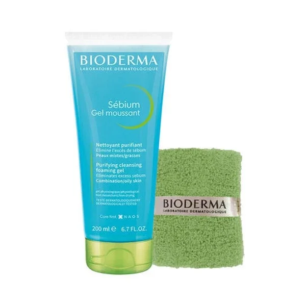 Bioderma Sebium Foaming Cleansing Gel 200 ml + Wrist Towel Gift