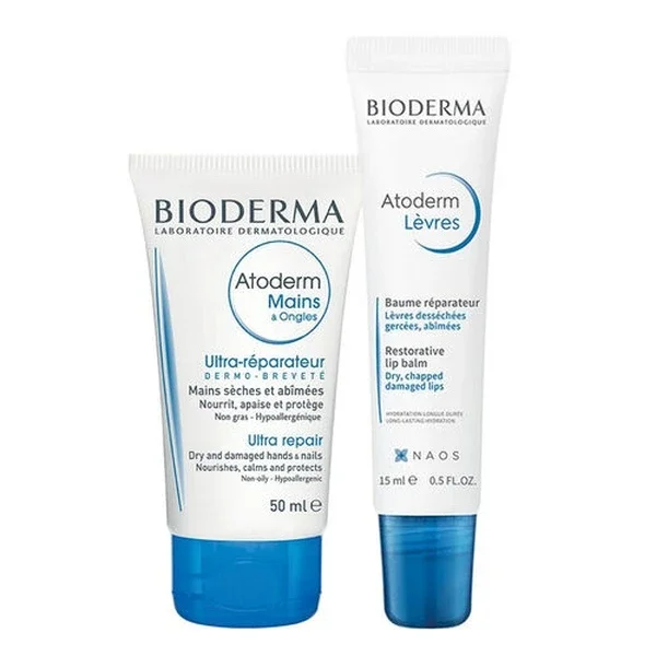 Bioderma Atoderm Hand Cream 50 ml + Atoderm Lip Balm 15 ml Set