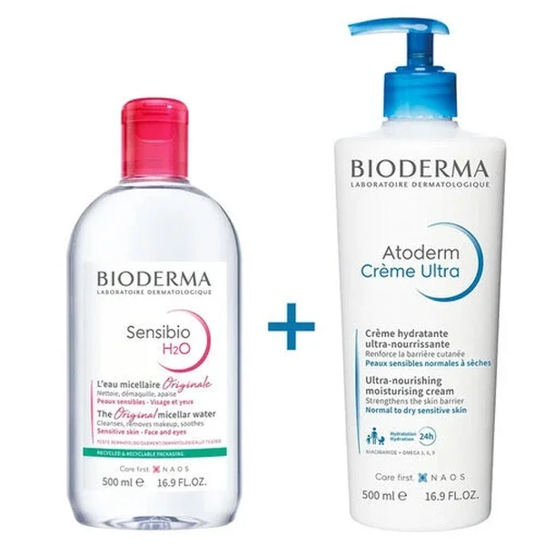 Bioderma Atoderm Ultra Cream & Sensibio H2O Gift Set 500ml
