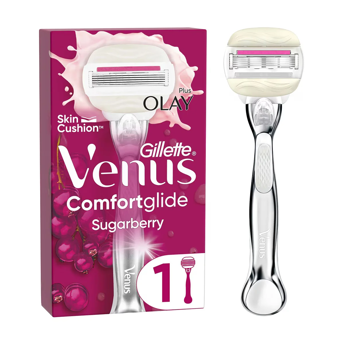 Gillette Venus Comfort Glide Sugarberry Shaver + 1 head