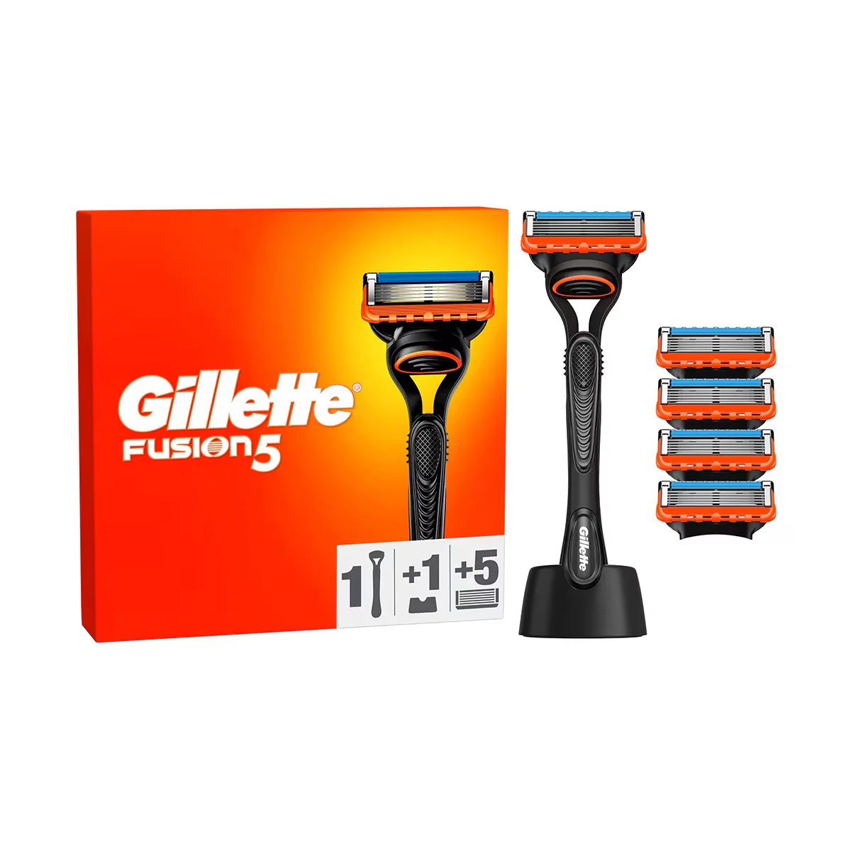 Gillette Fusion5 Rasierer und Ersatzklingen Set mit Ständer