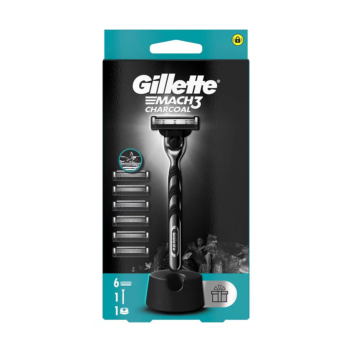 Gillette M3 charcoal Razor + Spare Blade Set