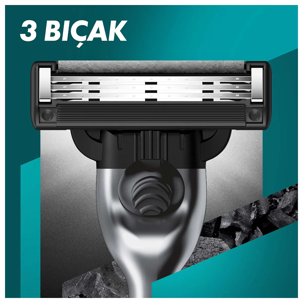 Gillette M3 charcoal Razor + Spare Blade Set