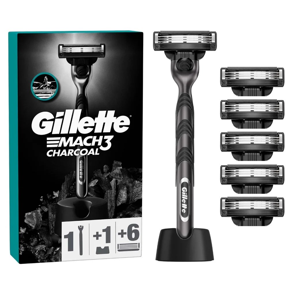 Gillette M3 charcoal Razor + Spare Blade Set