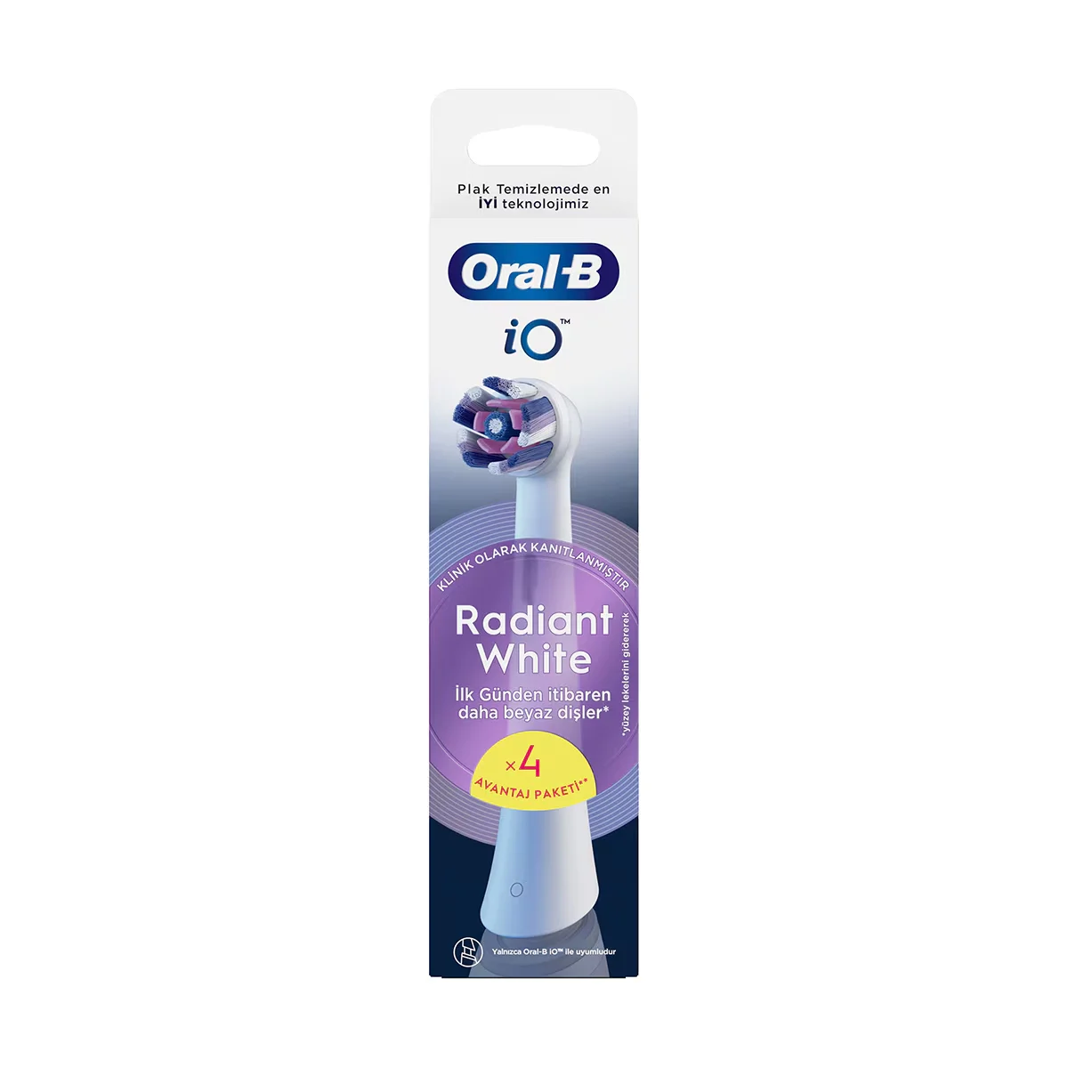 Oral-b Io Radiant White Rechargeable Toothbrush Replacement Head White 4 pcs