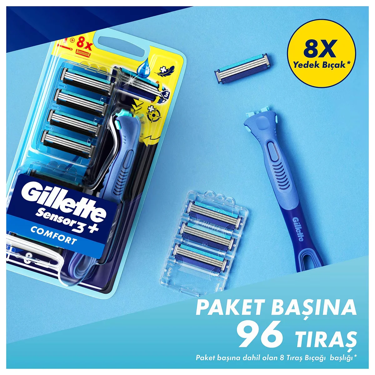 Gillette Sensor3+ Comfort 8-pcs Spare Blade Headed Razor
