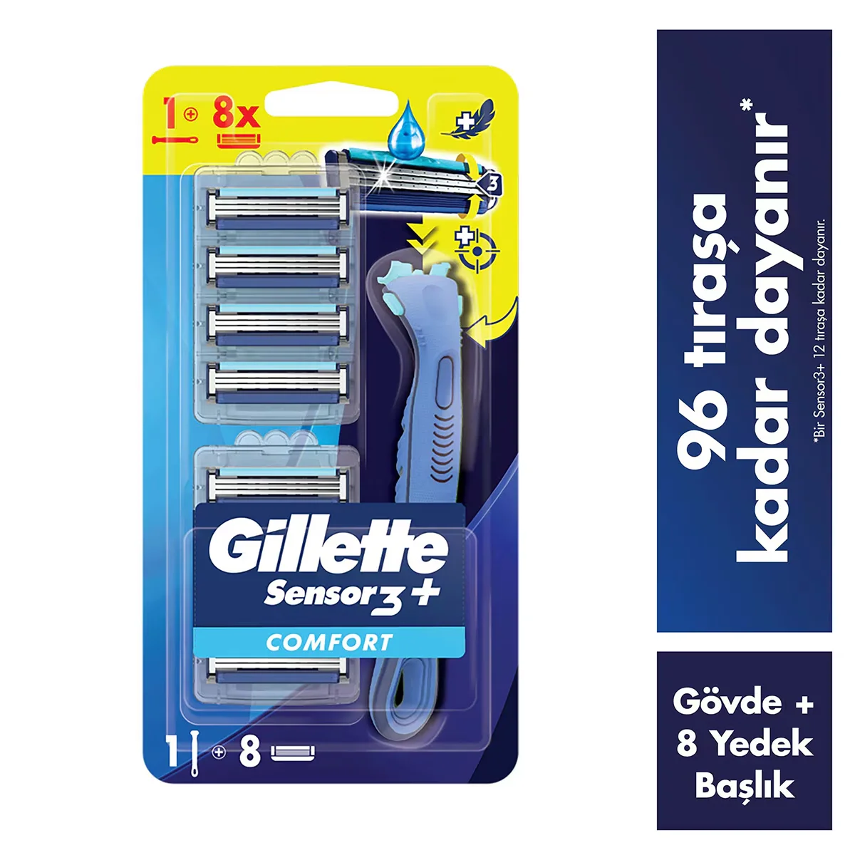 Gillette Sensor3+ Comfort 8-pcs Spare Blade Headed Razor