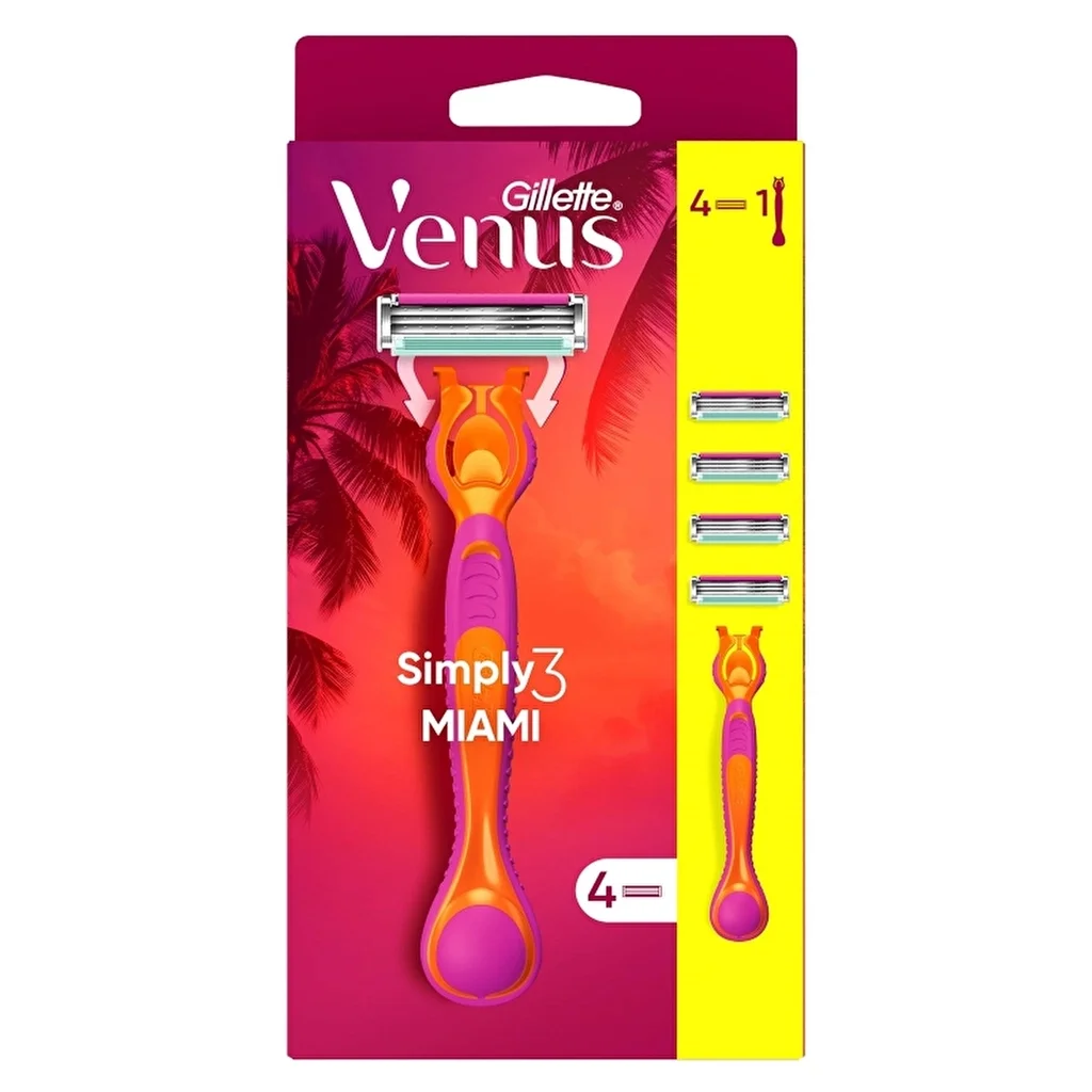 Gillette Simply Venus 3 miami Razor Body + 4 blades
