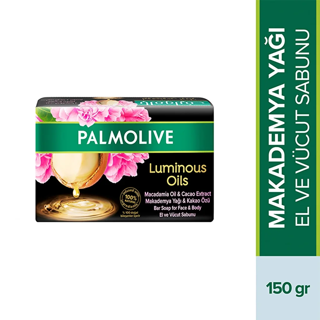 Palmolive صابون بالموليف لومينوس أويلز بزيت المكاديميا للوجه والجسم 150 غرام