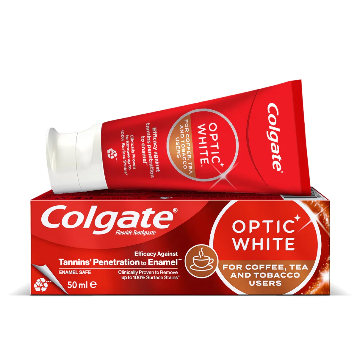 Colgate Optic White Toothpaste for Coffee, Tea &amp; Tobacco 50ml