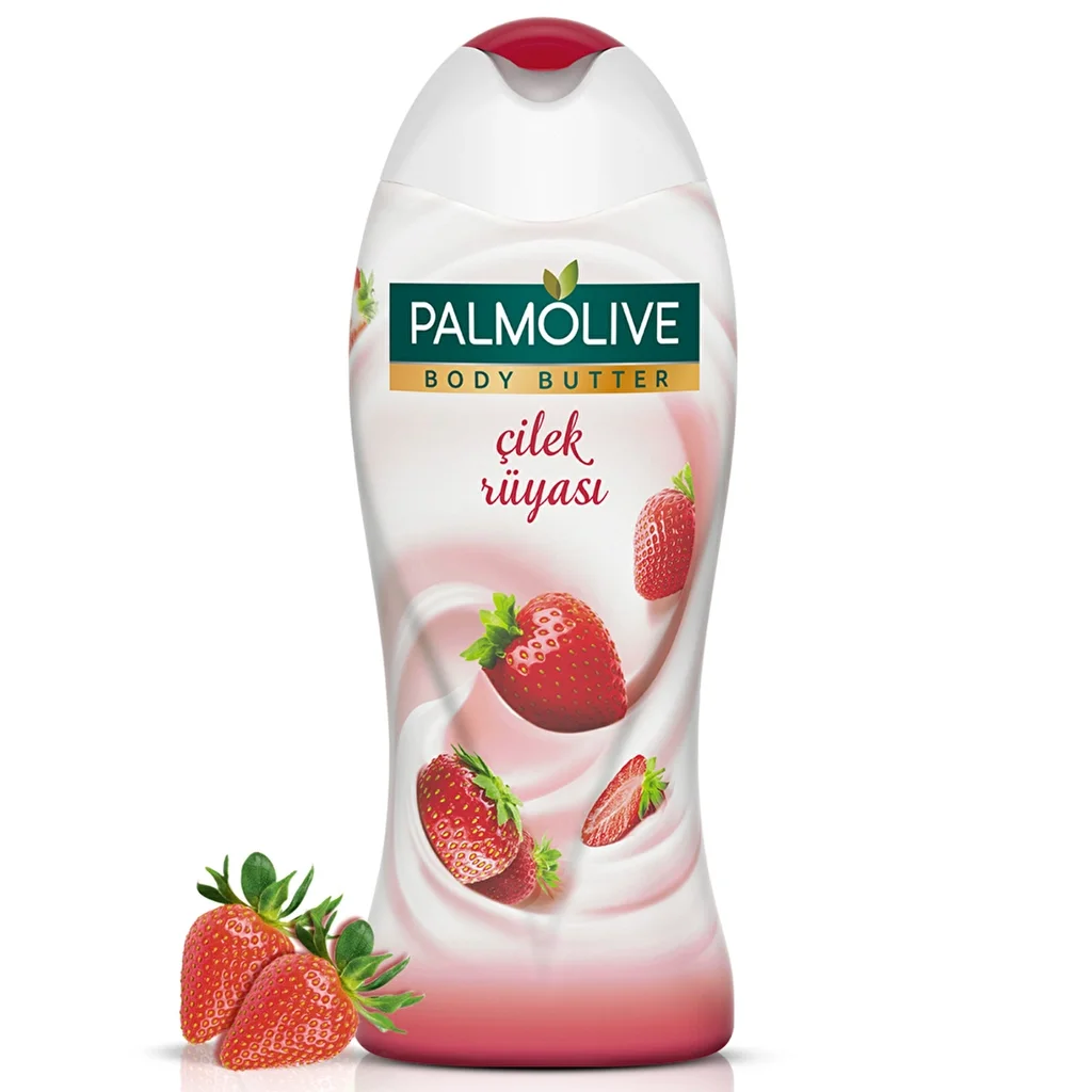 Palmolive جل استحمام بزبدة الجسم والفراولة من بالموليف ٥٠٠ مل خالي من الصابون