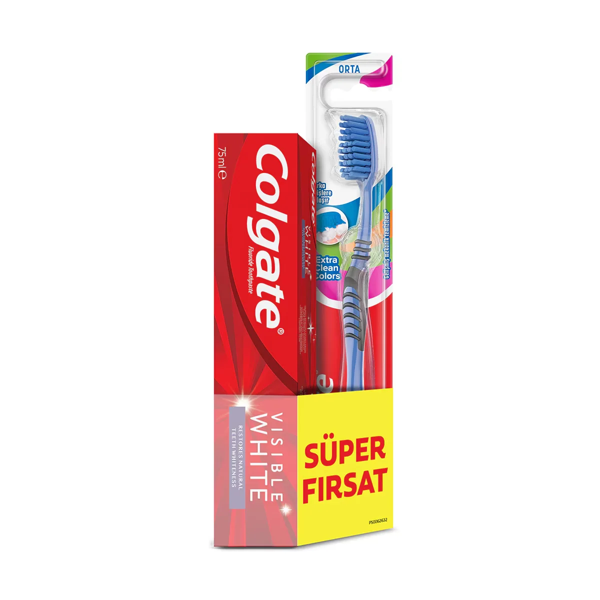 Colgate Visible White Toothpaste 75 ml And Extra Clean Toothbrush Set