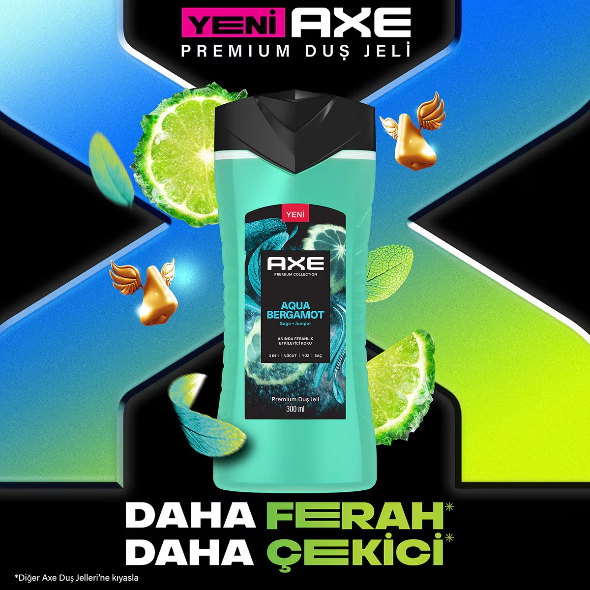Axe جل استحمام أكس بريميوم كوليكشن أكوا برغموت 3 في 1 للجسم والشعر والوجه 300 مل