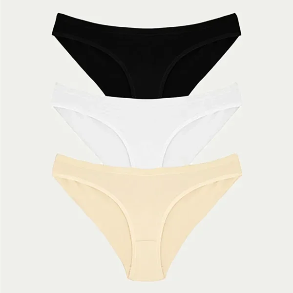NBB 3-Pack Combed Cotton Panties Black&white&skin l/xl