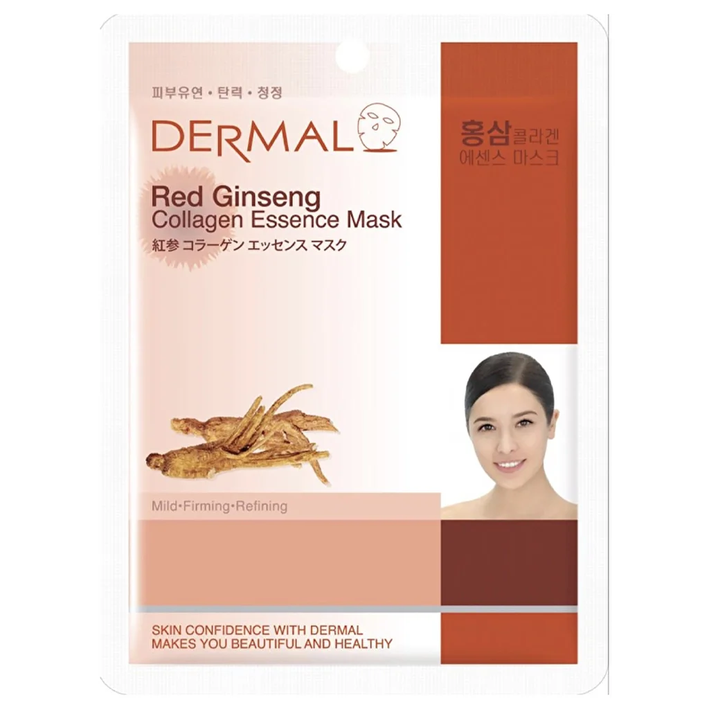 قناع الكولاجين المنعش من ديرمال مع الجينسنغ الأحمر وفيتامين E Dermal