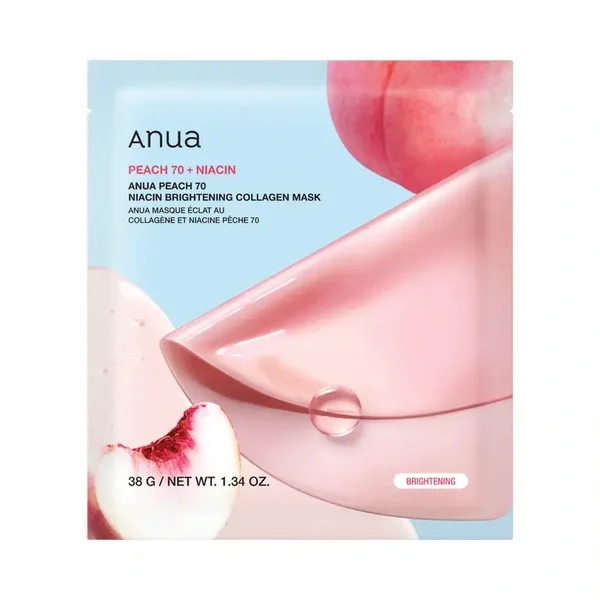 Peach Collagen Mask for Skin Brightening with 70 Niacin from Anwa, 38 grams