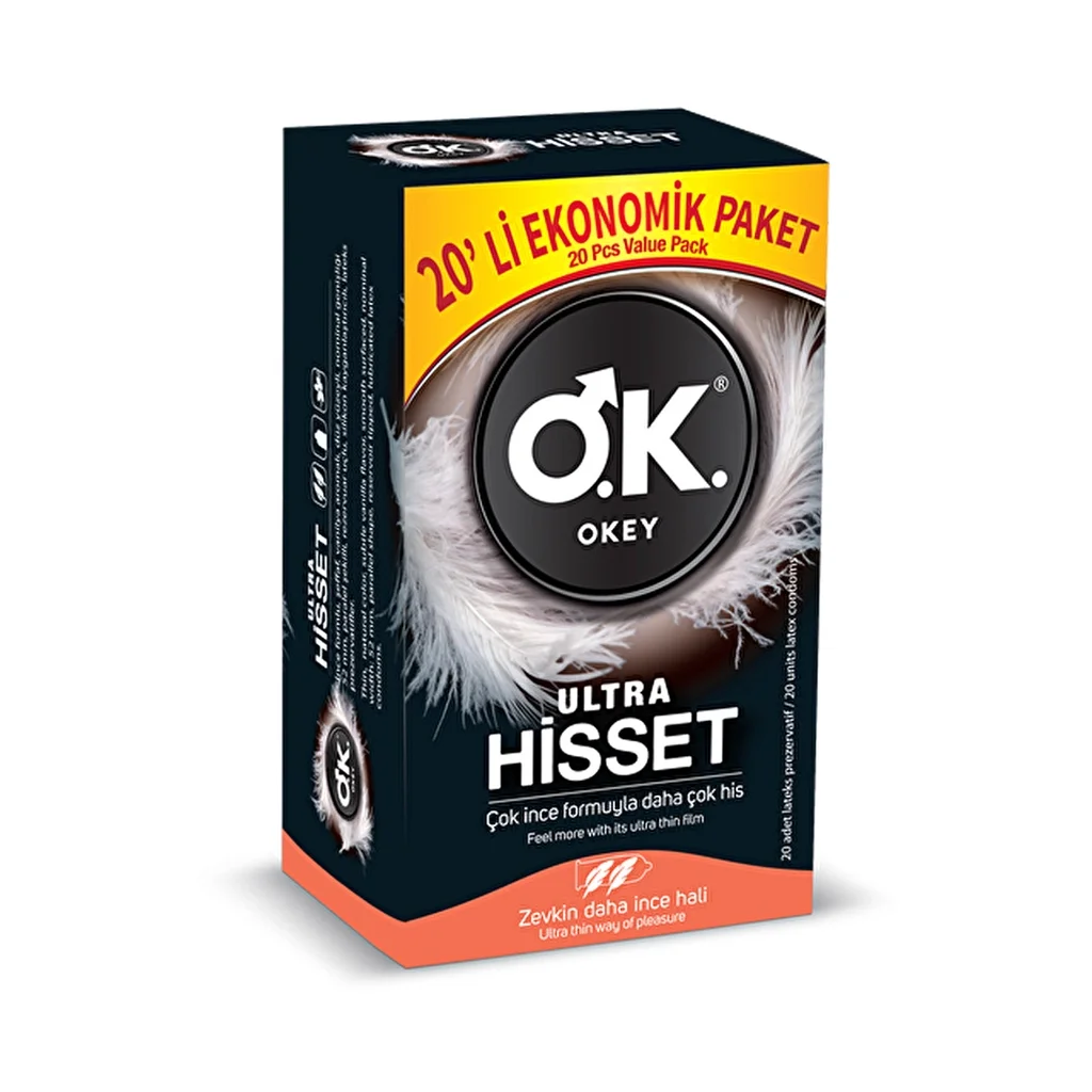 Okey Ultra Feel Kondome - 20 ultra-dünn, Premium-Qualität Pack