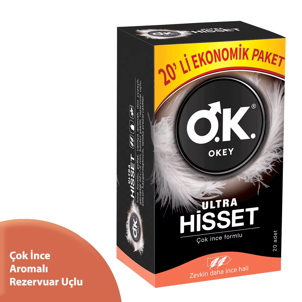 Okey Ultra Feel Kondome - 20 ultra-dünn, Premium-Qualität Pack