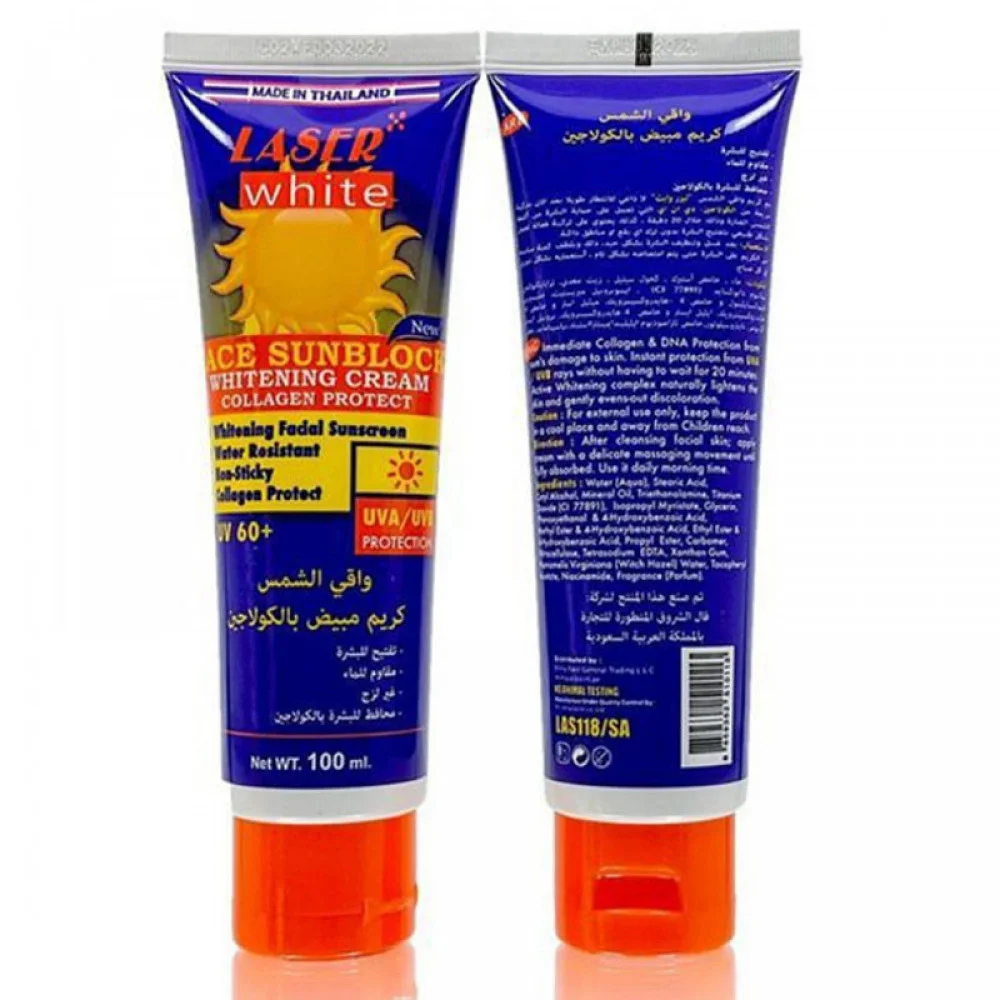 Laser White Gesichts-Sonnenblock Whitening-Creme mit Kollagen 100 ml
