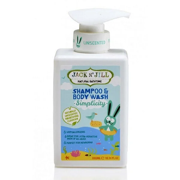 Jack N' Jill Natural Bathtime Shampoo And Body Wash 300 ml - Simplicity
