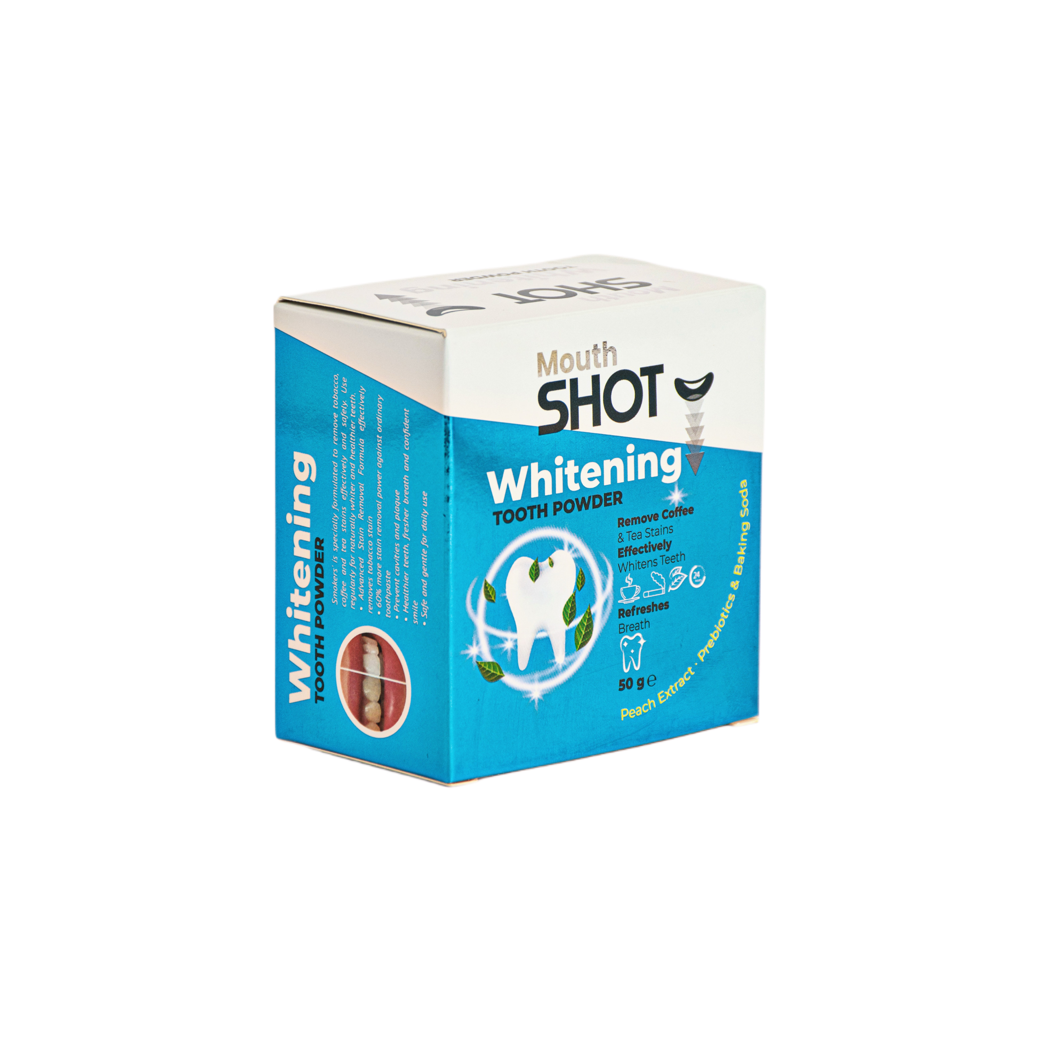 Zahnpuder zur Aufhellung mit Pfirsichextrakt von Mouth Shot – 50 g
