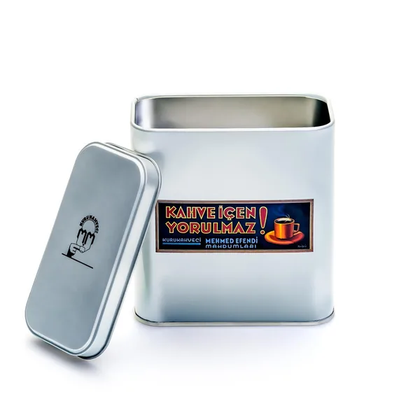 Retro Collection Metal Box 'The Coffee Drinker Never Gets Tired'