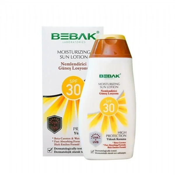 Bebak Moisturizing Sun Lotion 30 spf Medium Protection Box 200 ml