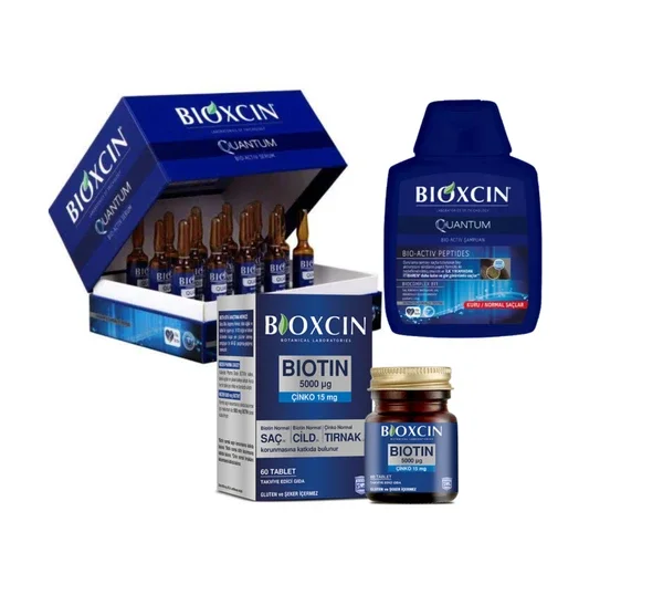 Bioxcin Quantum Ampoules 15 x6 ml + Shampoo Bioxcin Quantum 300 ml + Biotin Complex 60 capsule