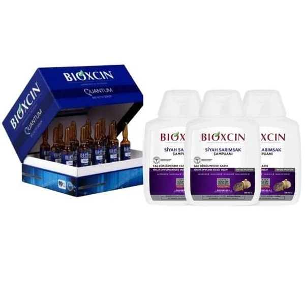 Bioxcin Quantum Hair Loss Ampoules 15 x6 ml + Bioxcin Black Garlic Shampoo 3 x300 ml
