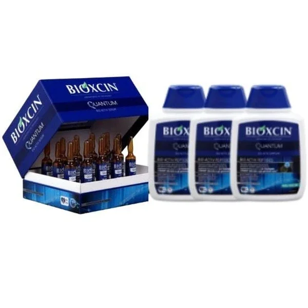 Bioxcin Quantum Hair Loss Ampoules 15 x6 ml + Bioxcin Quantum Shampoo 3 x300 ml