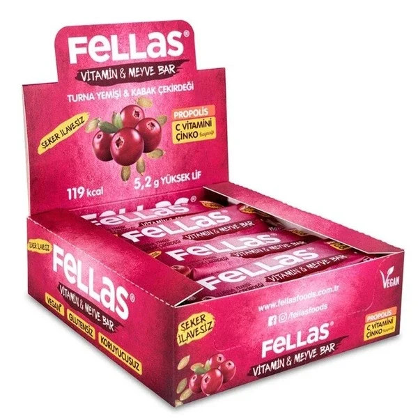 Fellas Vitamin And Fruit Bar - Crane Nuts And Pumpkin Seeds 35 gr X 12 pcs