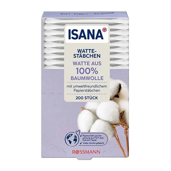 Isana Cotton Buds Boxed Paper Sticks 200 pcs