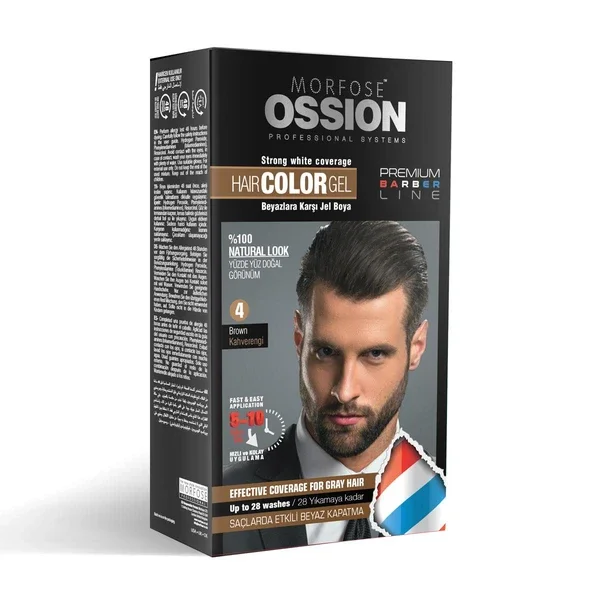 Ossion Pr.barber Men's Hair Gel Color Brown No:4 kit 40 ml