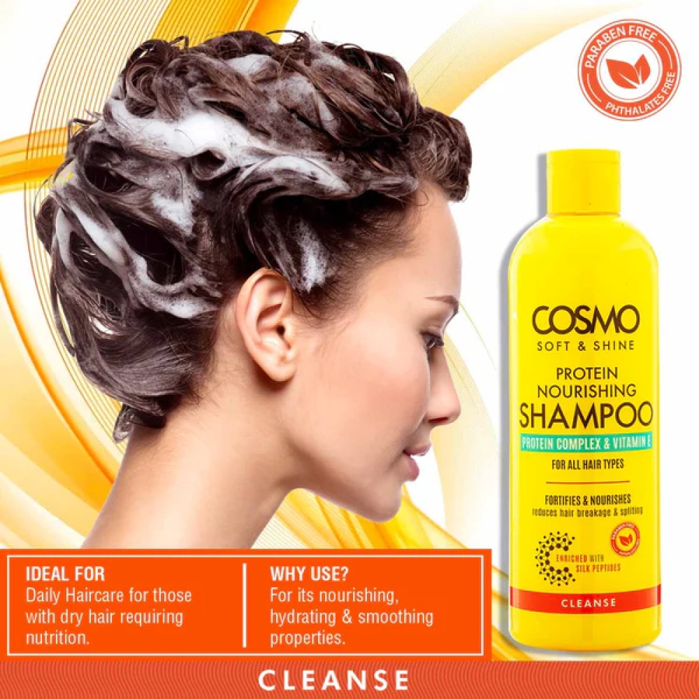 Cosmo Soft and Shine Protein and Vitamin E Curly Hair Shampoo, 500 ml