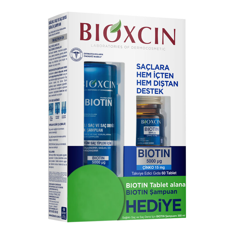 Bioxcin Biotin Set: Biotin Shampoo 300 ml + Biotin 5000 mg 60 tablets