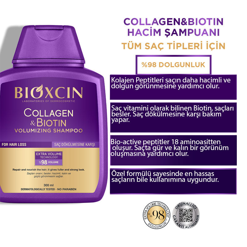 Bioxcin Collagen And Biotin Volume Shampoo 3 x300 ml