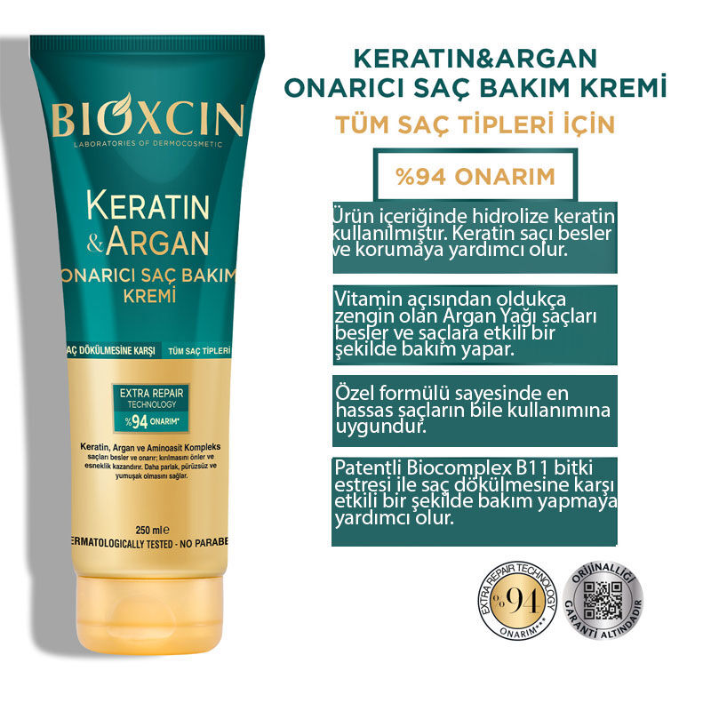 Bioxcin Keratin And Argan Repairing Hair Care Cream 250 ml