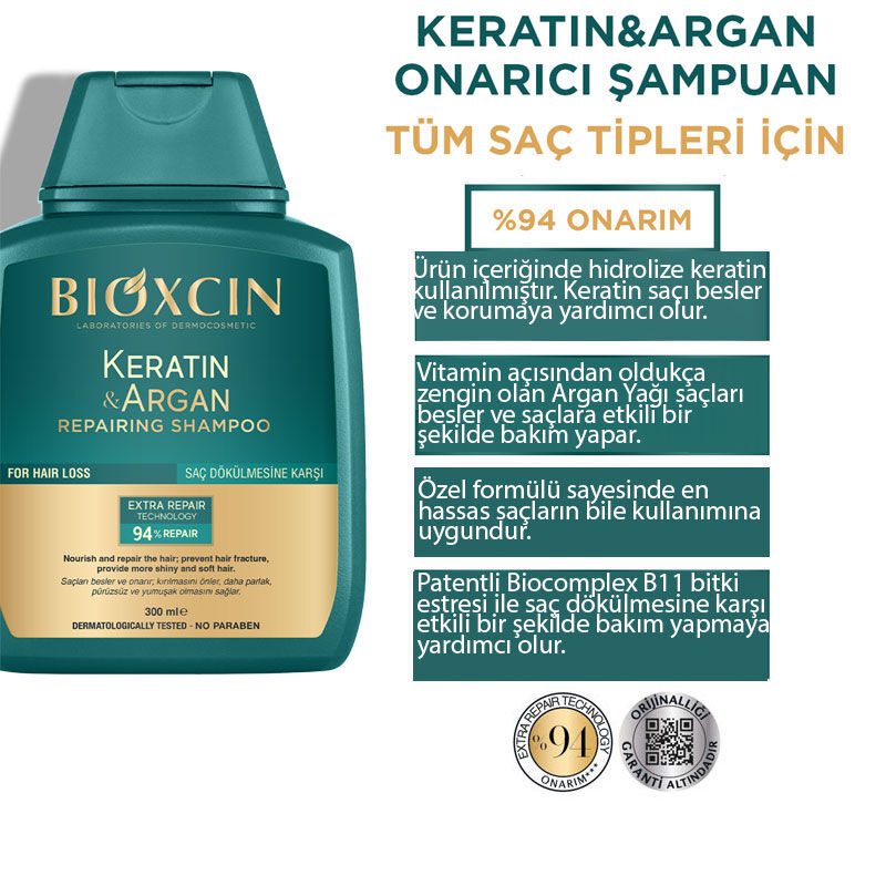 Bioxcin Keratin And Argan Repairing Shampoo 300 ml