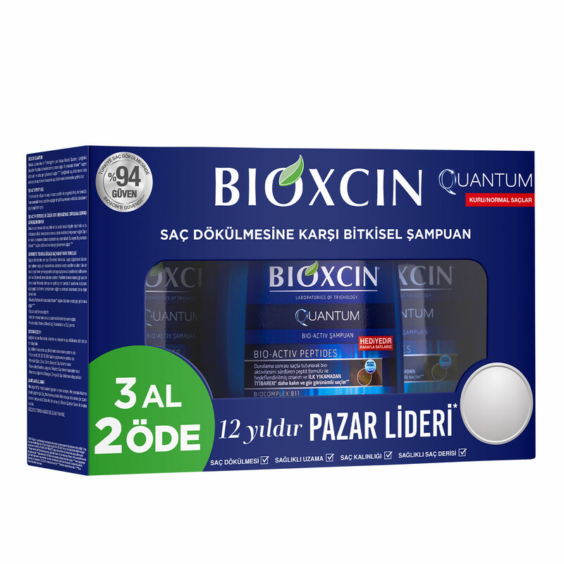 Bioxcin Quantum Anti Hair Loss Shampoo For Dry To Normal Hair 3 x300 ml