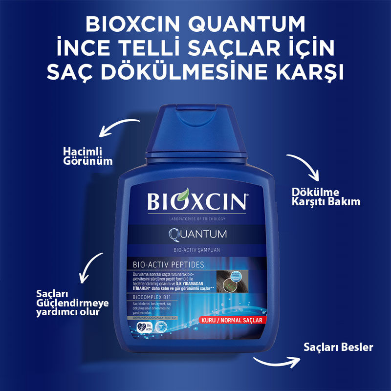 Bioxcin Quantum Anti Hair Loss Shampoo For Dry To Normal Hair 3 x300 ml